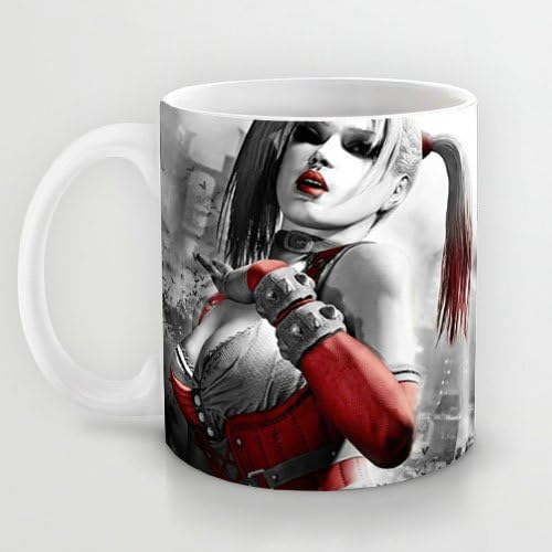 Batman Arkham City Girl Face Lipstick City Haircut Black And White Harley Quinn Mugs,Best Gift Coffee Mugs/Tea Mugs/Drink Cups - Dishwasher and Microwave Safe