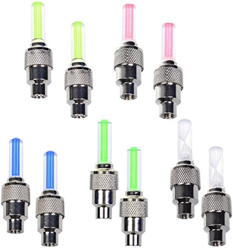 Suofule 8 Pcs bicycle lights Led Flash Tyre Wheel Valve Cap Light For Car Bike Bicycle Motorcycle Wheel Light Tire (Red, Yellow, Green, Colorful)