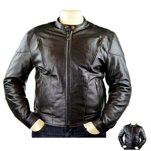 Men's Detour Vented Leather Motorcycle Jacket with CE Armor 8007 4XL Brown On Sale