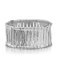 14K White Gold Matte-Finish Hand-Crafted Designer Bracelet, Enhanced with Pave Set Diamond Bars.