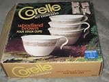Set of 4 - Vintage Corelle Livingware " Woodland Brown " Stack Cups