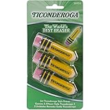 Dixon Ticonderoga Pencil-Shaped Erasers, Latex-Free, 3-Pack (38953)