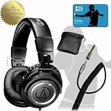 Audio-Technica ATH-M50 Studio Reference Headphones (Coiled Wire) w$25.00 iTunes Card