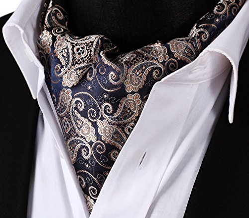 SetSense Men's Paisley Jacquard Woven Self Cravat Tie Ascot