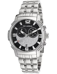 Womens Chronograph Silver-Tone Steel Black Dial