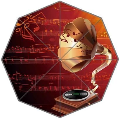 Vintage Phonograph Background Triple Folding Rain Umbrella/Parasol/Sun Umbrellas