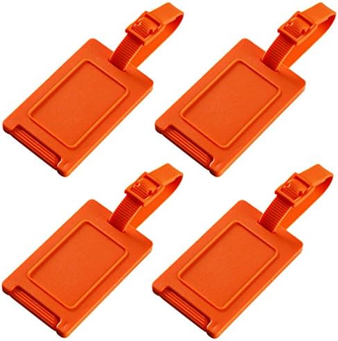 TRANVERS Full-hidden-plate Plastic Luggage ID Tag 4-Pack (Orange Peel)