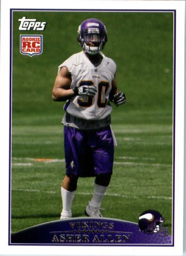 2009 Topps NFL Football ROOKIE Card # 338 Asher Allen Minnesota Vikings (RC) - Mint Condition & Shipped In A Protective Screwdown Display Case!