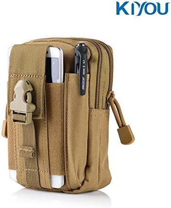 KIYOU Universal Military Army Outdoor Big Capacity Oversize Tactical Molle Holster EDC Security Rock Climbing Hiking Cycling Waist Bag Pack Pouch Purse Case Belt Loop/Latch for Phone (Khaki)