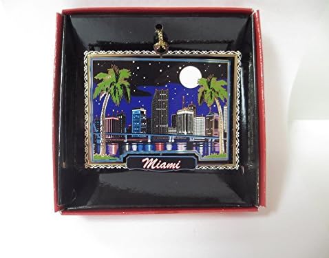 Miami Night City Skyline Christmas ORNAMENT Limited Edition Collectible
