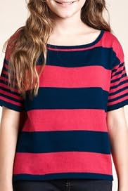 Pure Cotton Slash Neck Stripe Cropped Jumper [T74-2018U-S]