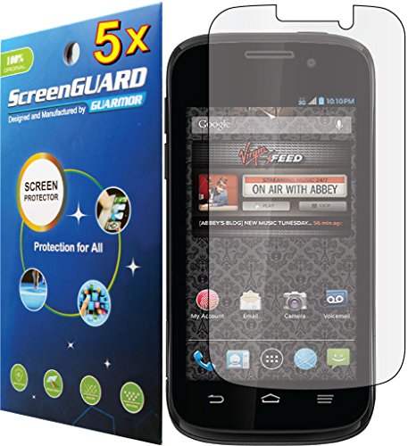 5x ZTE Awe N800 / ZTE Reef N810 Clear LCD Screen Protector Guard Shield Cover Film Kit. (GUARMOR Brand)