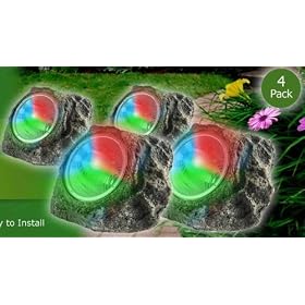 4 X SOLAR POWER MULTI COLOURED LED ROCK LIGHTS