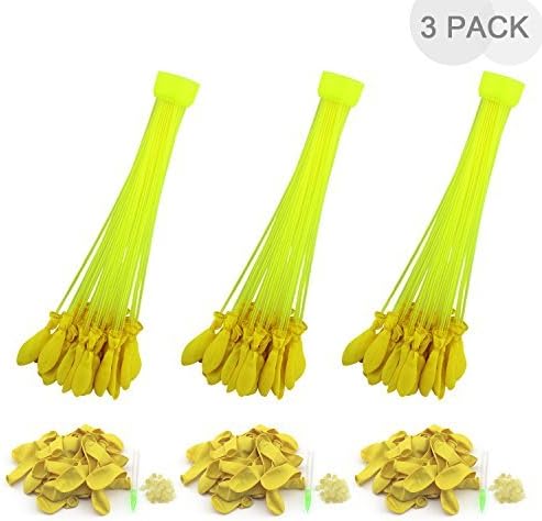 MagicKIDS Magic Water Balloons Refill Kit -Water Balloons & 111pc Extra Balloons - BEST Gift for Outdoor Sports Like Picnics, Pool Parties and Summertime Fun etc.(Yellow 3bunches+3packs)