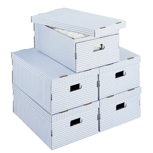 Oxford Storage Boxes 20x7-1/2 - Set of 5 - (Blue/white)