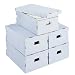 Oxford Storage Boxes 20x7-1/2 - Set of 5 - (Blue/white)