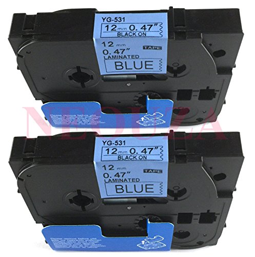 2PK Black on Blue Label Tape Compatible for Brother TZ 531 TZe 531 12mm P-Touch 8m