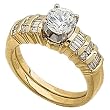 14Kt Yellow Gold Stripes Diamond Ring Guard Enhancer (Center stone is not included)