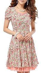 Short Sleeves Bubble Dress Floral Print  Dress