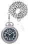 Avalon Roadie Silver-Tone Pocket Watch with Black Dial and Leather pouch with Chain # 1309