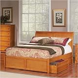 Bordeaux Platform Bed with Flat Panel Drawers in Caramel Latte Size: Queen