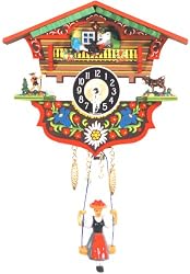 German Black Forest Clock - Carved Teeter Totter