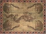 Brown Asian Dragon Indian Bedspread, Double Size