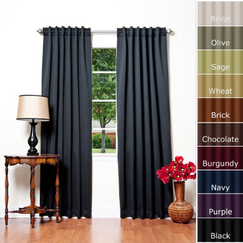 Solid Thermal Insulated Blackout Curtain 95L- 1 Set-BLACK
