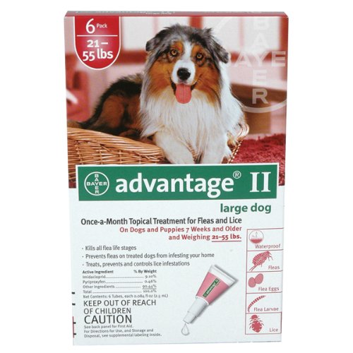 Bayer Advantage II Red 6-Month Flea Control for Dogs 21-55 lbs. Reviews