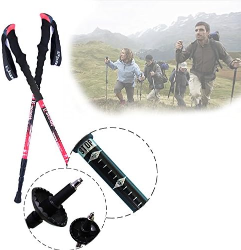 Go Into the Nature, Professional Anti Shock Hiking / Walking / Trekking Poles, 3 Sections 25/53 Inches Long, Quick Lock Adjustable All Terrain Trekking Hiking Pole, 2 Colors Available(a Pair) (7075 Red Purple)