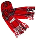 100% CASHMERE 2PLY Mens / Womens Scarf Scottish Plaid Tartan/Red/Black