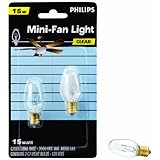 Philips 133876 Clear 15-Watt C7 1/2 Candle Base Ceiling Fan Light Bulb, 2 Pack