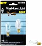 Philips 133876 Clear 15-Watt C7 1/2 Candle Base Ceiling Fan Light Bulb, 2 Pack