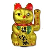 Beckoning Ceramic Maneki Neko Lucky Cat 11in #15127