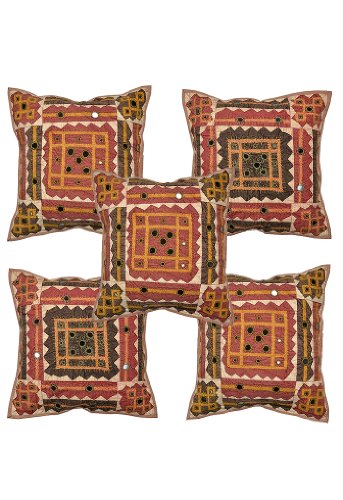 Imagen principal de Cojín de algodón Cubre Con Hilo Cut & Size Mirror Patch Work 17 x 17 Pulgadas Juego de 5 piezas
