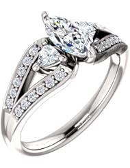 18K White Gold Marquise Cut Diamond Ring -- LIFETIME WARRANTY