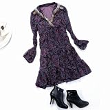 「ニットワンピース 服 レディース ロング レトロ ニットワンピース グリーン 緑」の画像