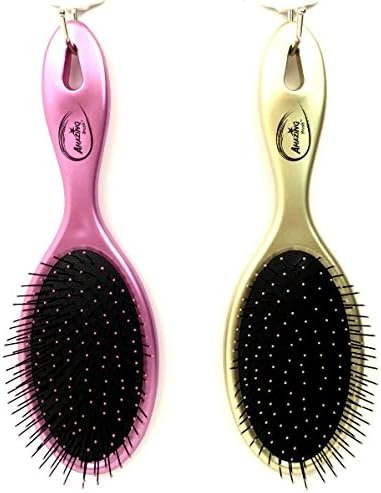 Beauticom (Quantity: 2 Pieces) Amazing Detangling Wet &amp; Dry Hair Brush Flexible Bristles No pain No Tangle Detangle Comb (Metallic Pink/Metallic Gold)