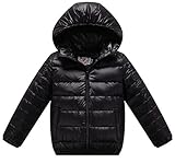 (コ-ランド) Co-land ふわふわ 子供服 ダウンジャケット キッズ アウター 女の子中綿ジャンパー フード付きコート 無地純色 ガールズ 女児 あったか 冬防寒 ブラック 160