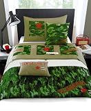 BOYS ARMY COMBAT BEDDING - SINGLE BED SET WITH RUNNER & CUSHION COVER