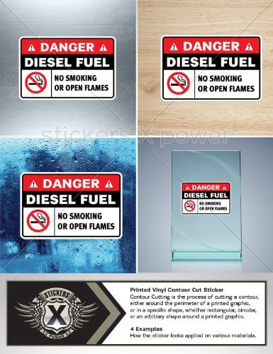Decals Sticker Safety Sign Danger Diesel Fuel No Smoki Size: 4 X 2.6 Inches Vinyl color print