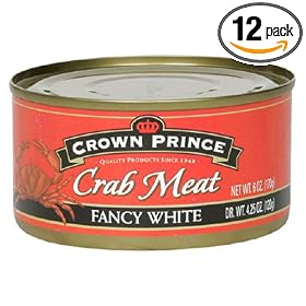 Click here to buy Crown Prince Fancy White Crab Meat, 6-Ounce Cans (Pack of 12) by Crown Prince.