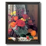 Grapes Oranges Flowers Kitchen Home Decor Wall Picture Black Framed Art Print