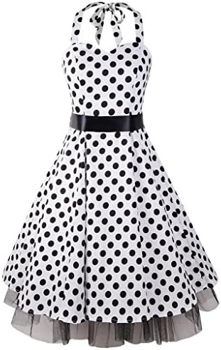 Vintage Style 1960s A-line White Black Polka Dots Women Casual Dress ZBLV030