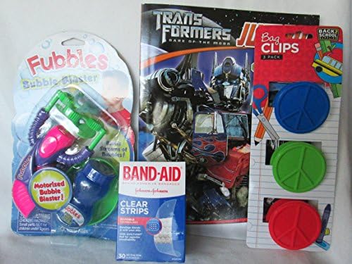 Fun Pack - Fubbles Bubble Blaster, TransFormers Coloring Book, Bag Clips &amp; Band-Aid