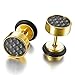 Men's 8mm Stainless Steel Resin Carbon Fiber Stud Earrings Black Gold Tapers Cheater Faux Fake Ear Plugs Gauges Illusion Tunnel Non Pierce Body Jewelry