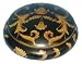 Black and gold hand painted porcelain box - 7"D