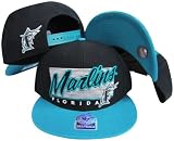 Florida Marlins Two Tone Plastic Snapback Adjustable Plastic Snap Back Hat / Cap