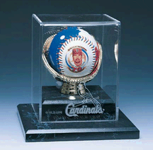 Collectors Single Gold Glove Marble Finished Base Display Case with Engraved Team Logo