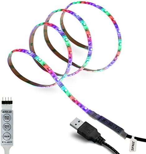 Yeahplus 1M/60Leds SMD3528 RGB USB Led Strip Light,Waterproof TV Backlight For Car TV Laptop Notebook etc.(White PCB)